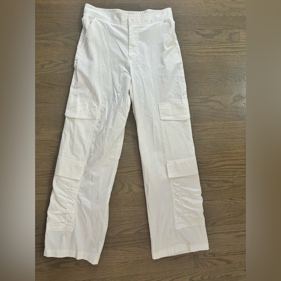 ZARA SATIN EFFECT CARGO Wide Leg White PANTS women’s size small - Picture 1 of 7